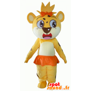 Lion cub maskot, gul, hvid og orange tiger - Spotsound maskot