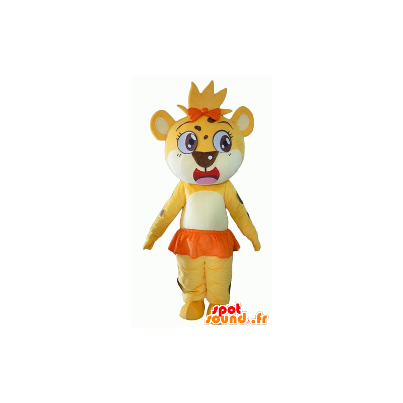Lion cub maskot, gul, vit och orange tiger - Spotsound maskot