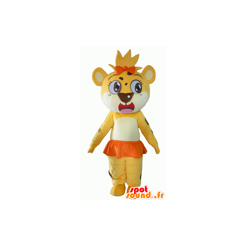 Mascotte de lionceau, de tigre jaune, blanc et orange - MASFR22936 - Mascottes Lion