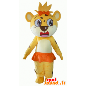 Lion cub maskot, gul, vit och orange tiger - Spotsound maskot