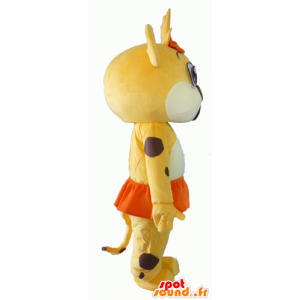 Mascotte de lionceau, de tigre jaune, blanc et orange - MASFR22936 - Mascottes Lion
