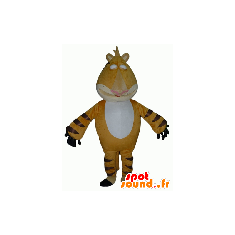 Gul tiger maskot, hvit og svart, gigantisk og skremmende - MASFR22937 - Tiger Maskoter