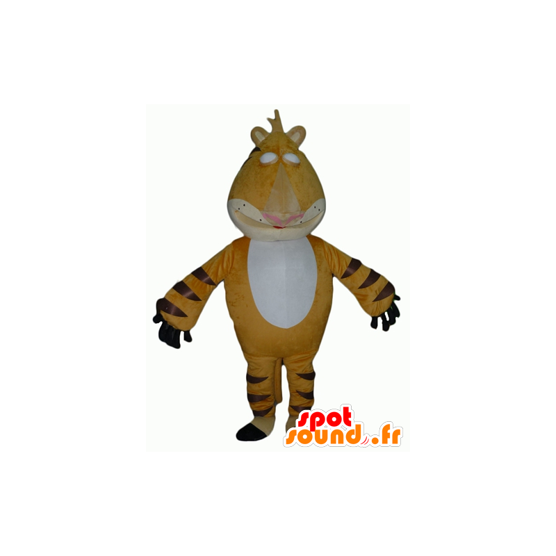 Yellow tiger mascot, white and black, giant and intimidating - MASFR22937 - Tiger mascots