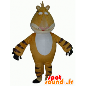 Gelbes Tiger-Maskottchen, weiß und schwarz, Riesen und einschüchternd - MASFR22937 - Tiger Maskottchen