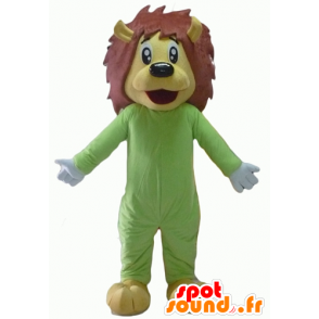 Mascot leão amarelo e castanho, verde combinação - MASFR22939 - Mascotes leão