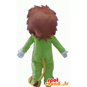 Mascot geel en bruin leeuw, groen combinatie - MASFR22939 - Lion Mascottes