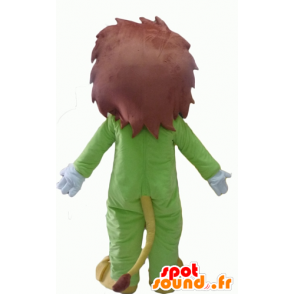 Gul och brun lejonmaskot, i grön kombination - Spotsound maskot
