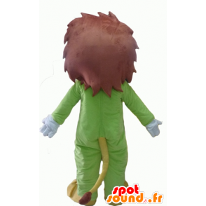 Mascot geel en bruin leeuw, groen combinatie - MASFR22939 - Lion Mascottes