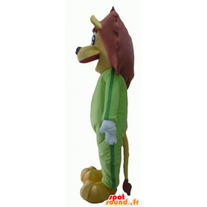 Mascot geel en bruin leeuw, groen combinatie - MASFR22939 - Lion Mascottes