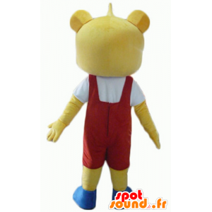 Giallo mascotte orsacchiotto, vestito rosso e bianco - MASFR22940 - Mascotte orso