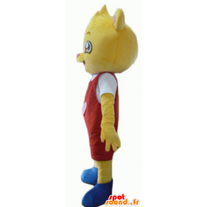 Żółty miś maskotka ubrana czerwony i biały - MASFR22940 - Maskotka miś