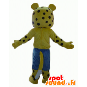 Mascot yellow and white tiger brown peas with shorts - MASFR22941 - Tiger mascots