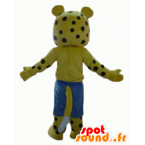Mascot żółty i biały brązowy tygrysa groch ze spodenkami - MASFR22941 - Maskotki Tiger