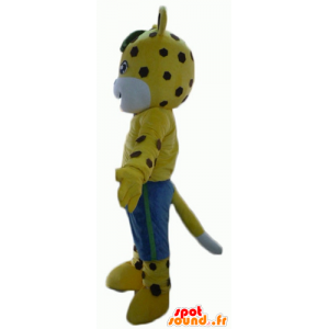 Mascot giallo e bianco piselli tigre marroni con pantaloncini - MASFR22941 - Mascotte tigre