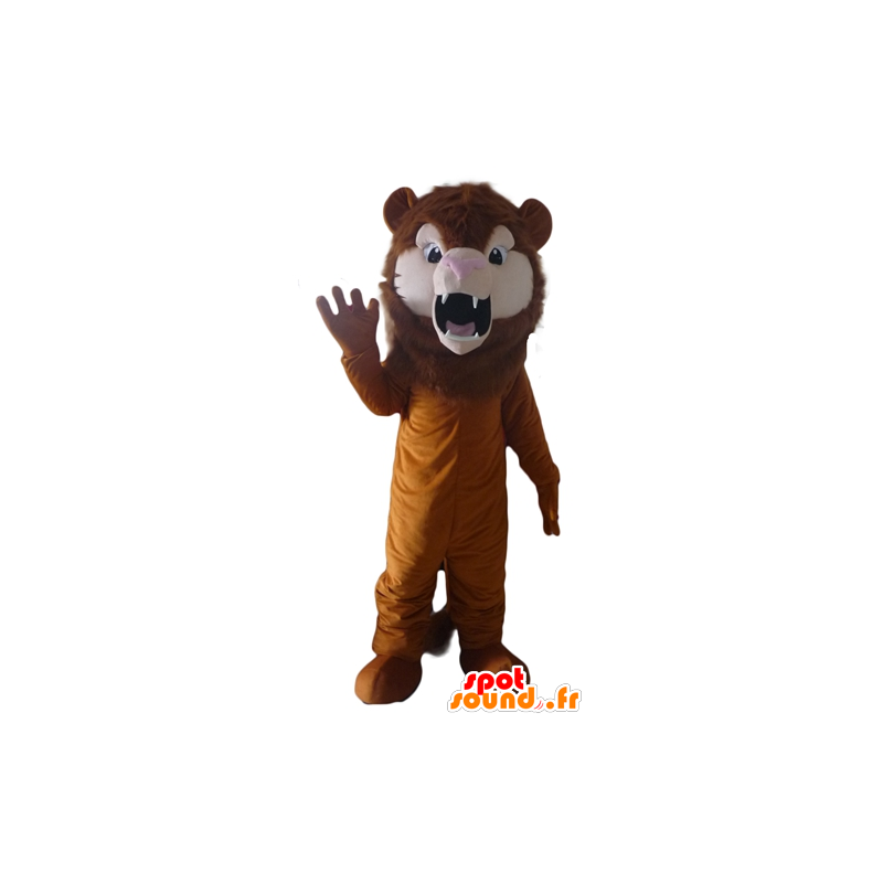 Brown lion mascot roaring feline - MASFR22943 - Lion mascots