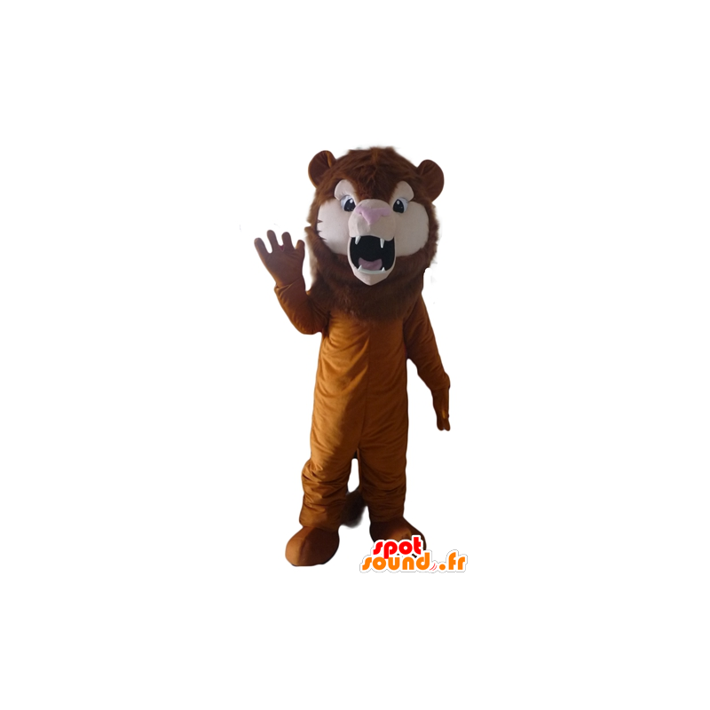 Bruine leeuw mascotte, brullende katachtige - MASFR22943 - Lion Mascottes
