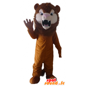 Brown lion mascot roaring feline - MASFR22943 - Lion mascots