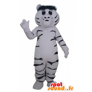 Mascot hvit og svart tiger, gigantiske og rørende - MASFR22944 - Tiger Maskoter