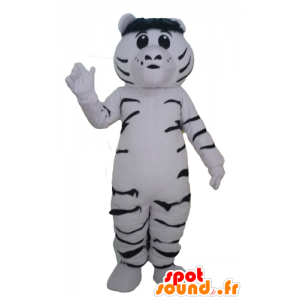 Mascot wit en zwart tijger, reuze en ontroerend - MASFR22944 - Tiger Mascottes