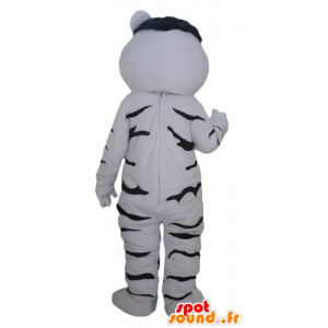 Mascote tigre branco e preto, gigante e tocar - MASFR22944 - Tiger Mascotes