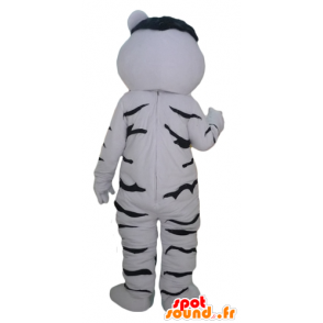 Mascote tigre branco e preto, gigante e tocar - MASFR22944 - Tiger Mascotes