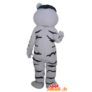 Mascotte tigre bianca e nera, gigante e toccante - MASFR22944 - Mascotte tigre