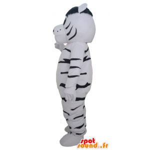 Maskot vit och svart tiger, jätte och rörande - Spotsound maskot