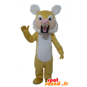 Mascotte de tigre jaune et blanc, rugissant - MASFR22945 - Mascottes Tigre