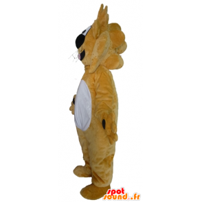 Large yellow and white lion mascot, funny and friendly - MASFR22947 - Lion mascots