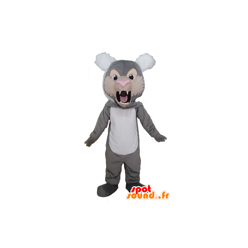 Mascot šedá tygr, bílá a béžová, řev - MASFR22948 - Tiger Maskoti