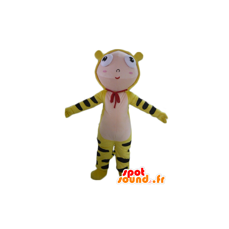 Menino mascote vestida em trajes tigre amarelo - MASFR22949 - Tiger Mascotes