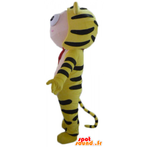 Boy dressed in yellow tiger mascot costume - MASFR22949 - Tiger mascots