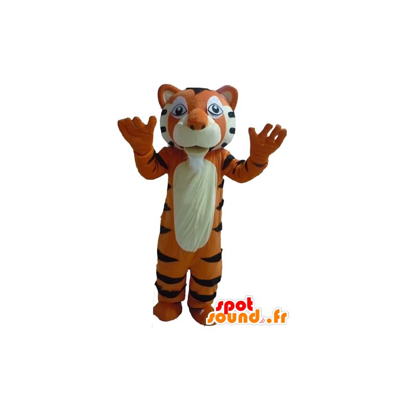 Tigre arancione mascotte, bianco e nero, gigante, grande successo - MASFR22950 - Mascotte tigre