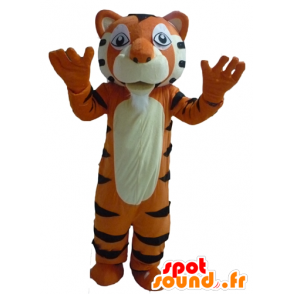 Mascotte de tigre orange, blanc et noir, géant, très réussi - MASFR22950 - Mascottes Tigre