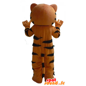 Laranja mascote do tigre, branco e preto, gigante, muito bem sucedida - MASFR22950 - Tiger Mascotes