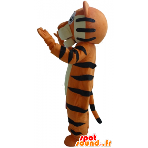 Mascotte de tigre orange, blanc et noir, géant, très réussi - MASFR22950 - Mascottes Tigre