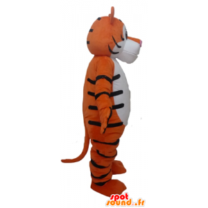 Orange tiger maskot, svart og hvitt og morsom giganten - MASFR22951 - Tiger Maskoter