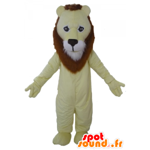 Mascotte de lion jaune, marron et blanc, très réussi - MASFR22952 - Mascottes Lion