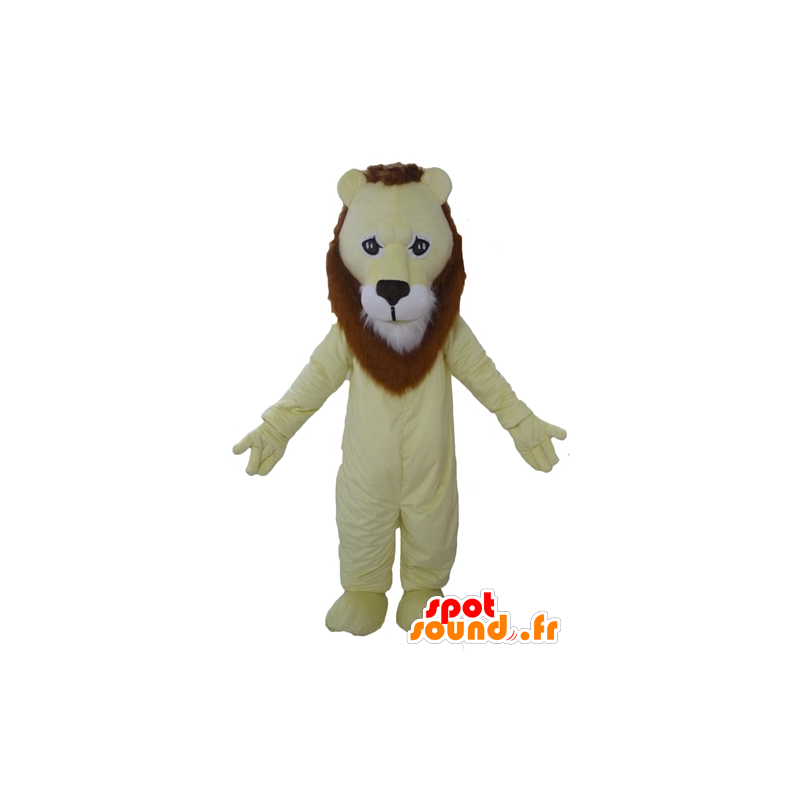 Keltainen leijona maskotti, ruskea ja valkoinen, erittäin onnistunut - MASFR22952 - Lion Maskotteja
