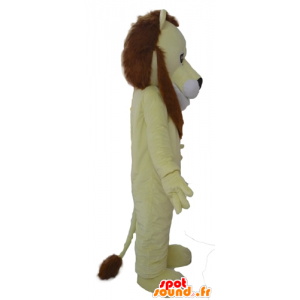 Mascotte de lion jaune, marron et blanc, très réussi - MASFR22952 - Mascottes Lion