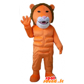 Lion mascot orange, white and brown, very original and colorful - MASFR22953 - Lion mascots