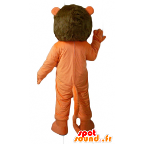 Leão mascote laranja, branco e marrom, muito original e colorido - MASFR22953 - Mascotes leão