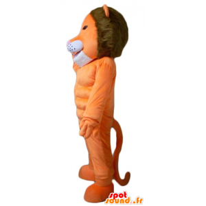 Lion mascot orange, white and brown, very original and colorful - MASFR22953 - Lion mascots