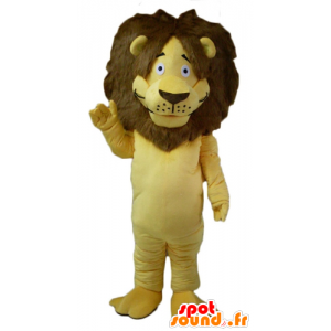 Mascot leão amarelo e castanho com excelente mane cabeludo - MASFR22954 - Mascotes leão