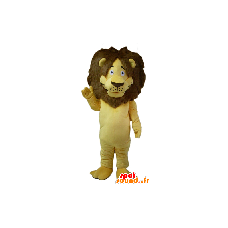 Mascotte de lion jaune et marron, avec une grande crinière poilue - MASFR22954 - Mascottes Lion