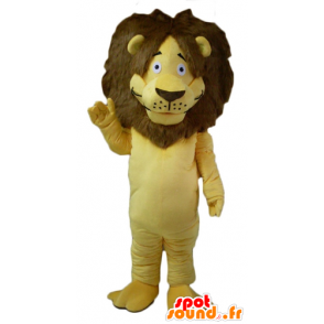Mascot leão amarelo e castanho com excelente mane cabeludo - MASFR22954 - Mascotes leão