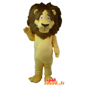 Mascotte de lion jaune et marron, avec une grande crinière poilue - MASFR22954 - Mascottes Lion