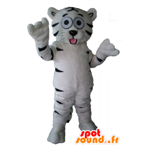 Mascot white and black tiger, cute, sweet and endearing - MASFR22955 - Tiger mascots