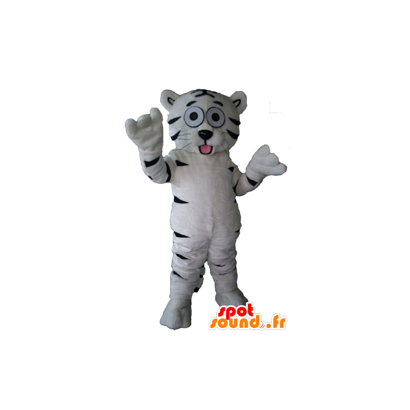 Mascotte de tigre blanc et noir, mignon, doux et attendrissant - MASFR22955 - Mascottes Tigre