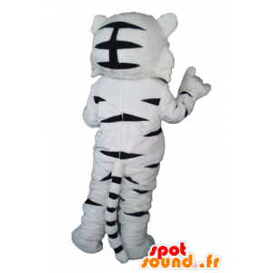 Mascot blanco y tigre negro, lindo, dulce y entrañable - MASFR22955 - Mascotas de tigre